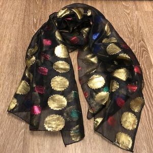 Metallic spots shiny multicolor sheer statement vintage scarf